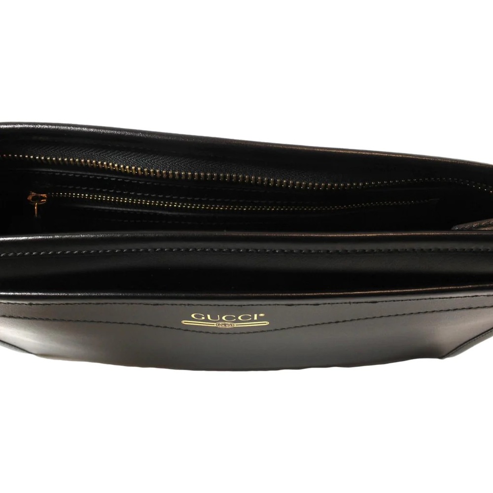 NEW Gucci Unisex Maurem Black Leather Pouch Clutch Travel Bag 574800 - Picture 5 of 6